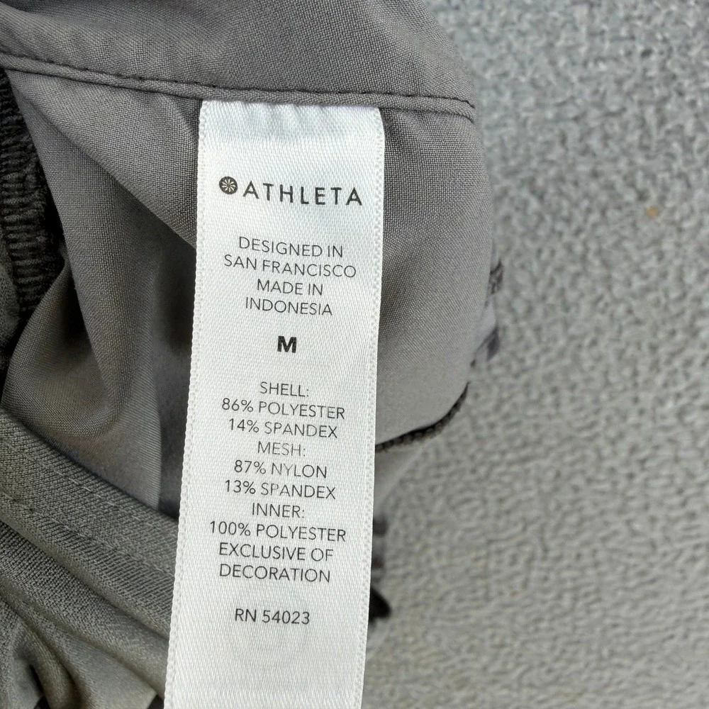 Athleta Womens Grey Leopard Floral Print Running Shorts Mesh Trim Size M